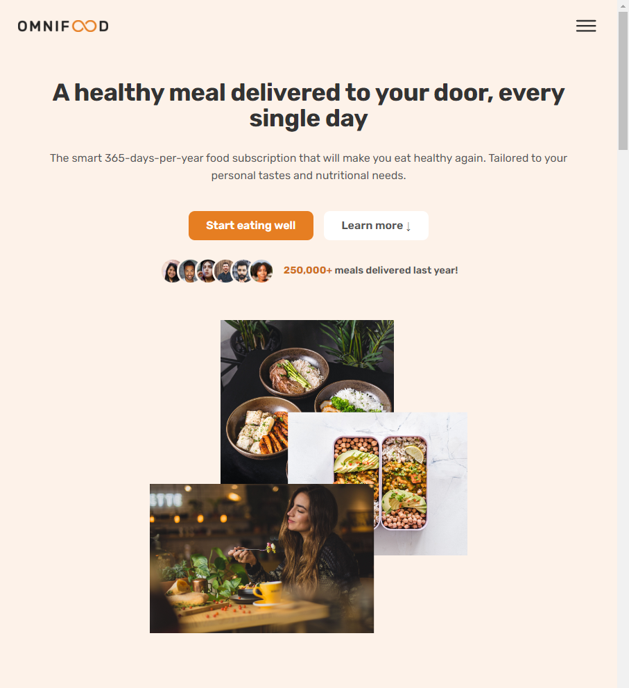 omnifood website project screenshot